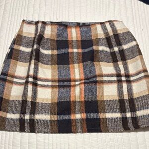 Chic Plaid Mini Skirt in Navy, Brown, and Cream